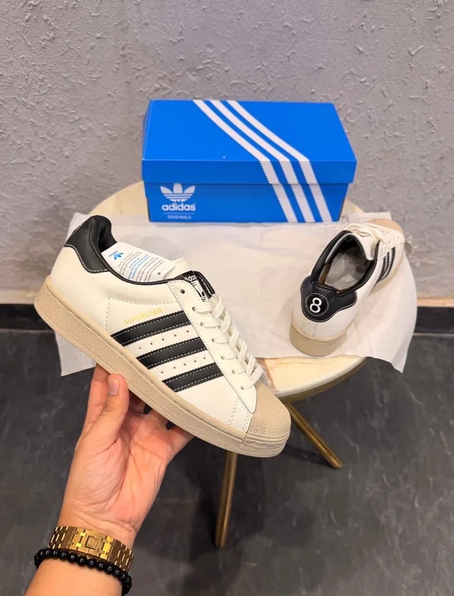 ADIDAS SUPERSTAR BEIGE  BLACK THREAD 8