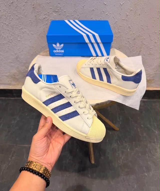 ADIDAS SUPERSTAR SUEDE WHITE ROYAL BLUE 