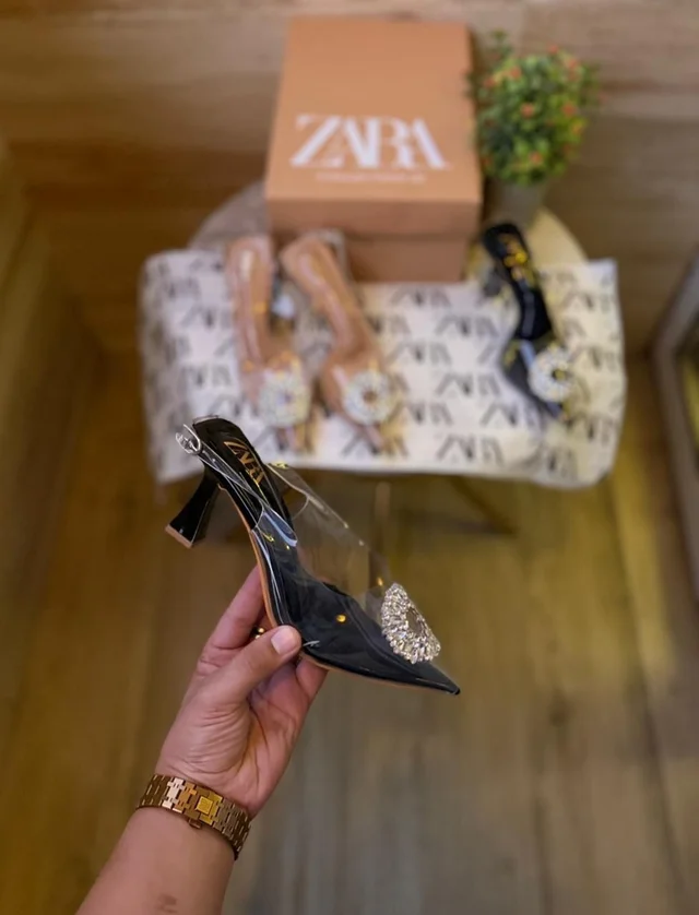 ZARA TRANSPARENT KITTEN HEELS