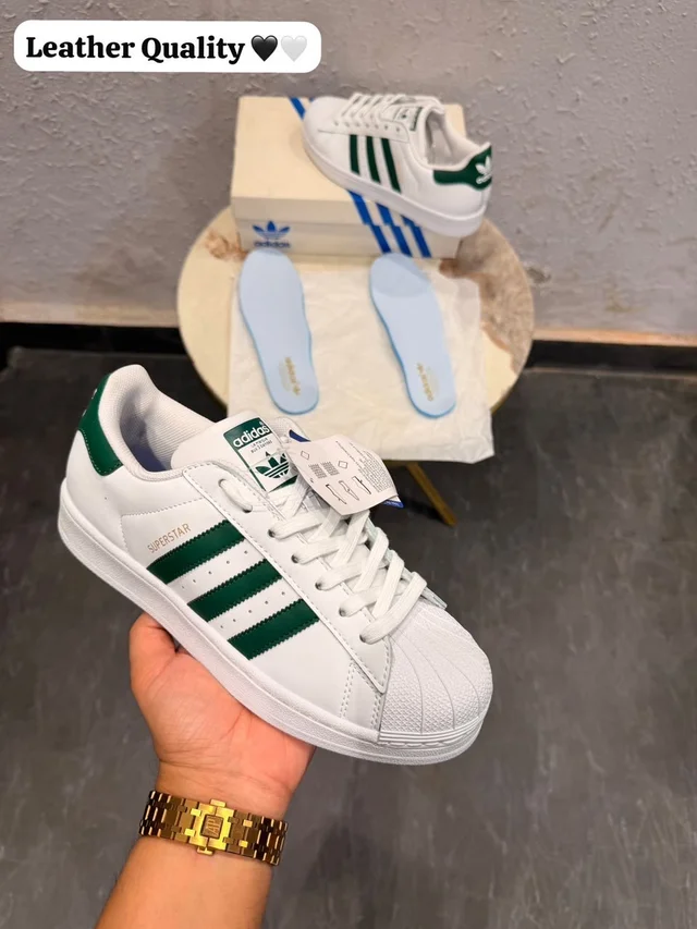 ADIDAS ORIGINALS SUPERSTAR WHITE GREEN
