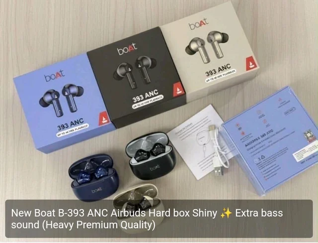 Boat B-393 ANC Airbuds Hard box Shiny ✨ Extra bass sound (Heavy Premium Quality)