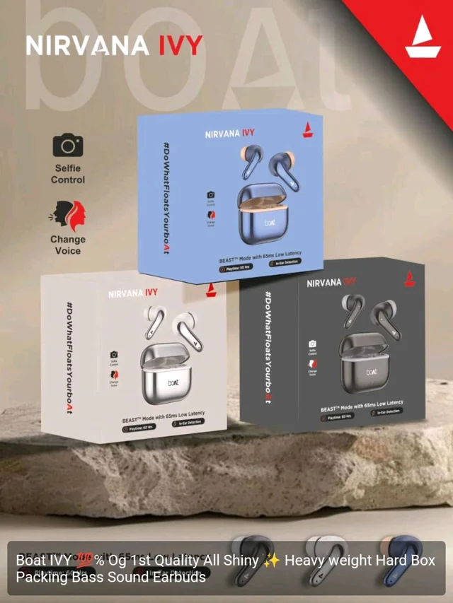 Boat IVY 💯% Og 1st Quality All Shiny ✨ Heavy weight Hard Box Packing Bass Sound Earbuds