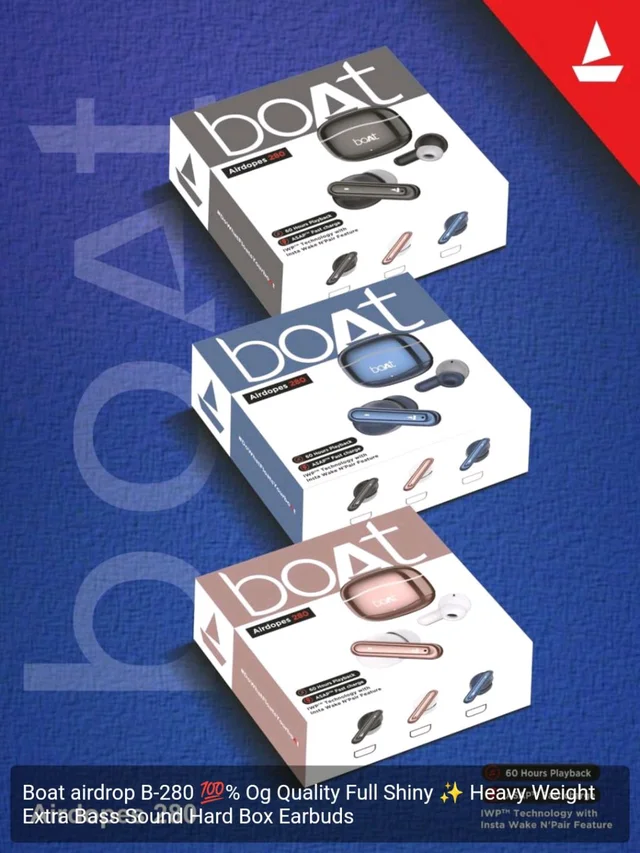 Boat airdrop B-280 💯% Og Quality Full Shiny ✨ Heavy Weight Extra Bass Sound Hard Box Earbuds
