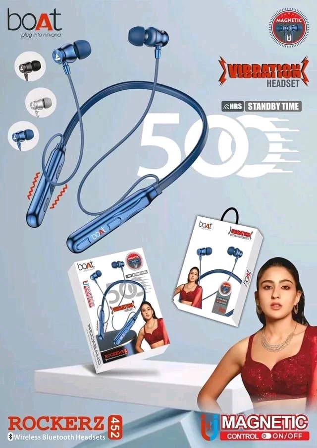 Boat Rockerz -452 Magnetic 🧲 on off+ Vibration+ Metal & Magnet 🧲 Ear+ Double Box Packing