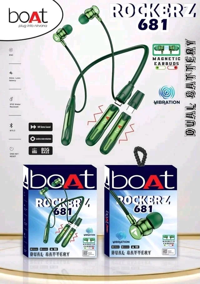 Boat Rockerz (681) Double Battery 🔋Neckband Magnetic 🧲 On off+Voice Change & Vibration 