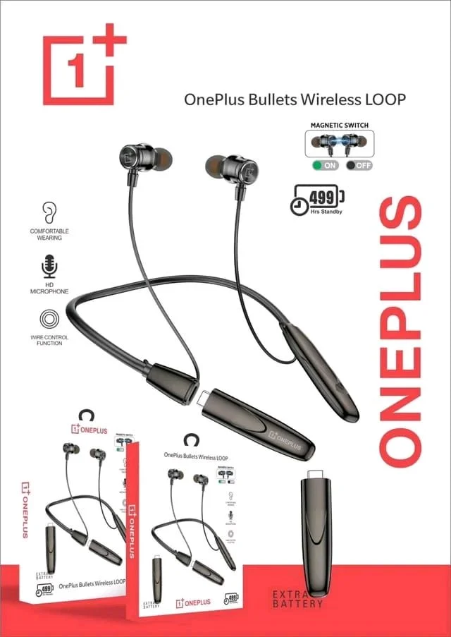 OnePlus Bullet Wireless LOOP Megnet On Off 📴 Double Battery 🔋🔋 Nackband