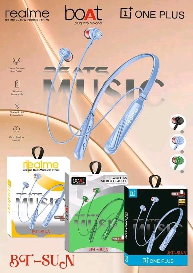 BT Sun (Mix 3 model) Neckband Extra bass Sound 1by1 Lamination Packing