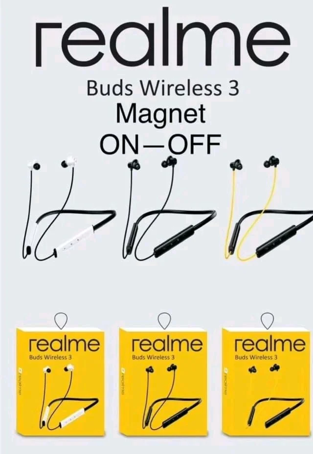 Realme  New  Buds Wireless 3 💯% Og Magnetic 🧲 on Off Real Company Packing Nackband