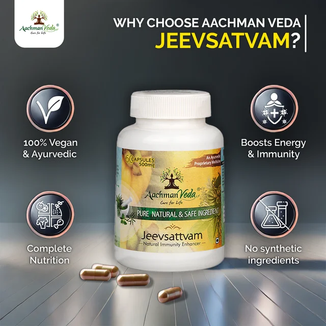 Aachman Veda Jeevsattvam (Multivitamin) Veg Capsules - 4