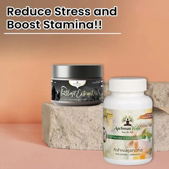 Shilajit Extract Powder & Ashwagandha Capsules - COMBO