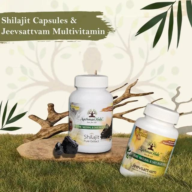 Aachman Veda Shilajit & Jeevsattvam (Multivitamin) Veg Capsules - COMBO