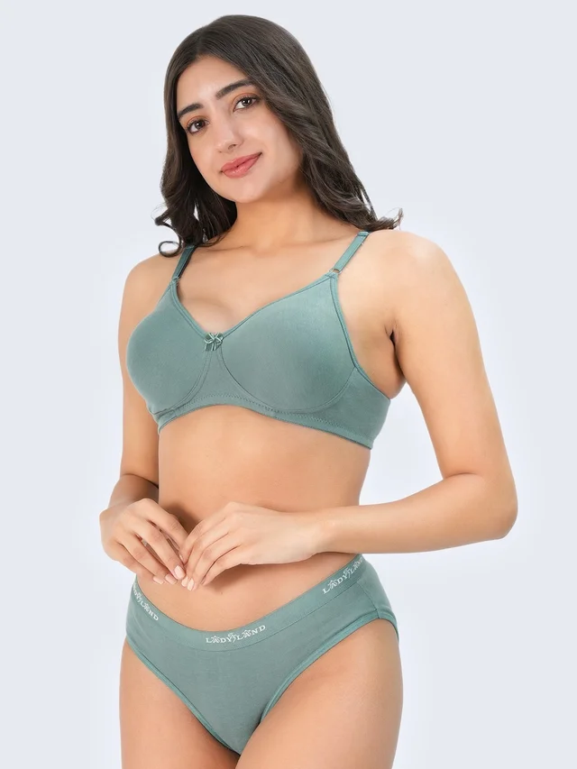  Ladyland Bra & Panty Set Solid Color Lingerie Set
