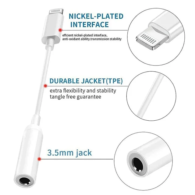 3.5 mm Headphone Jack Adapter Connector Only Supported Music Control Audio Adapter for Phone Xs