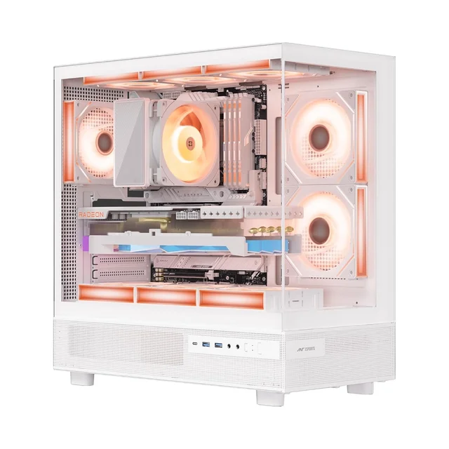 Ant Esports Crystal X6 ATX Mid-Tower Computer Case/Gaming Cabinet with Type-C - White | Support ATX, Micro-ATX, Mini-ITX | Pre-Installed 6 ARGB Infinity Mirror Fans | Dual Front Panel (Mesh/Glass)
