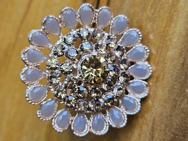 Adjustable Pearl Ring With Stone Detailing | Available in Multiple Colours - Gray
