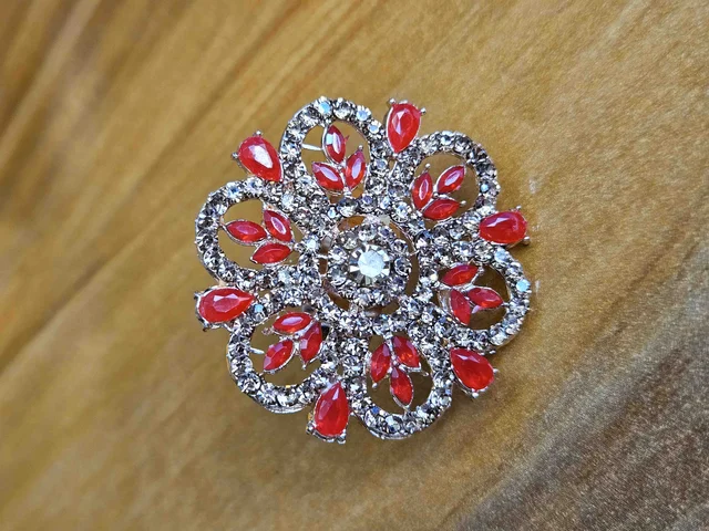 Adjustable Pearl Ring With Stone Detailing | Available in Multiple Colours - Red