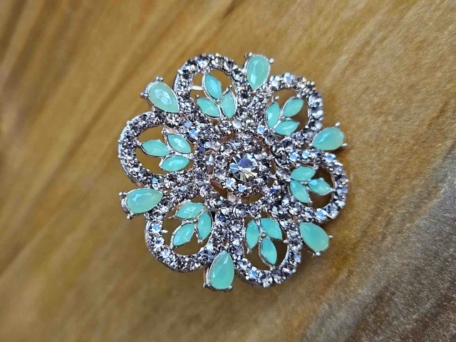 Adjustable Pearl Ring With Stone Detailing | Available in Multiple Colours - Mint Green