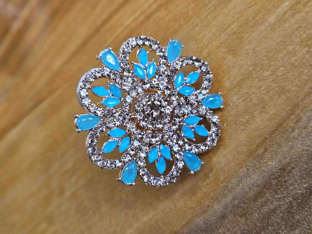 Adjustable Pearl Ring With Stone Detailing | Available in Multiple Colours - Bright Turquoise