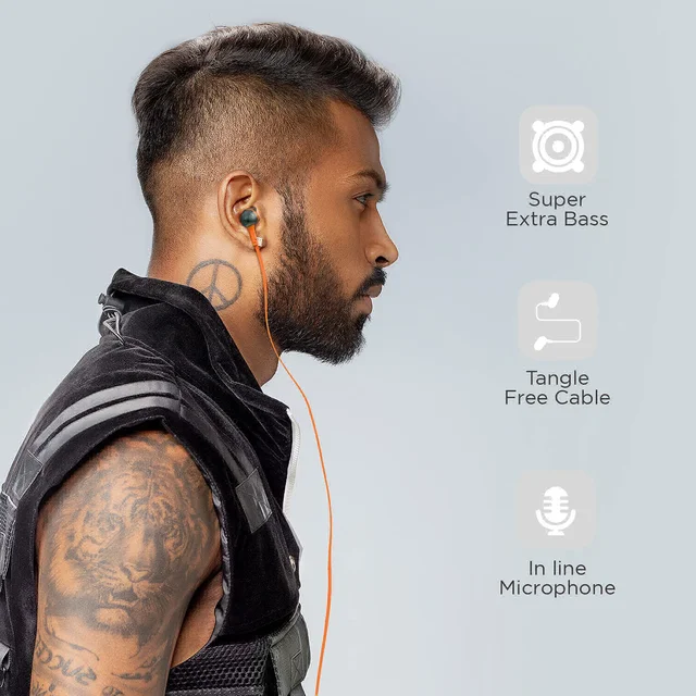 boAt Bassheads 220 Wired in Ear Earphone with Mic(Fiery Orange Indi)