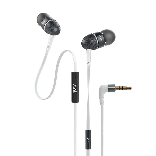 boAt Bassheads 220 Wired in Ear Earphones with Inline Mic(Frosty White) - White