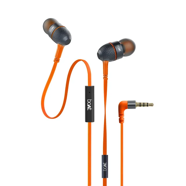 boAt Bassheads 225 Wired in Ear Earphone with Mic (Fiery Orange Indi)