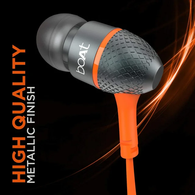 boAt Bassheads 225 Wired in Ear Earphone with Mic (Fiery Orange Indi)