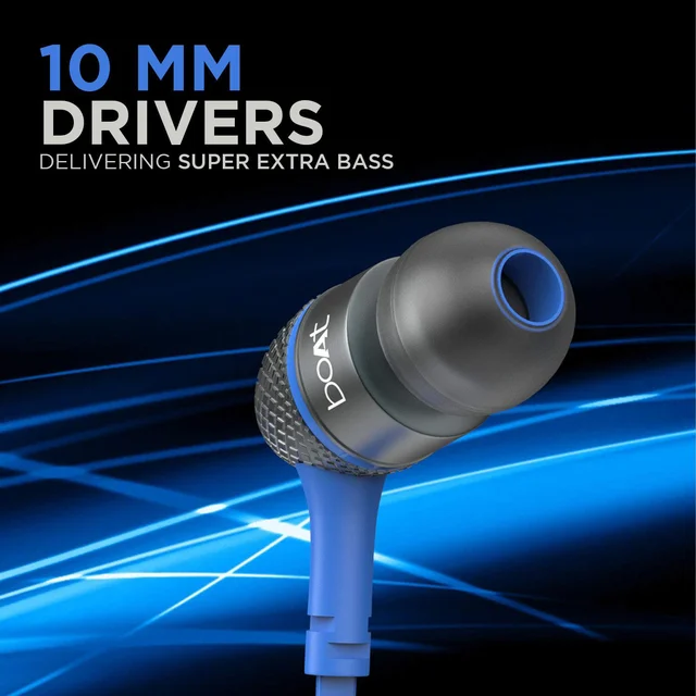 boAt Bassheads 225 Wired in Ear Earphone with Mic (Red) - Blue