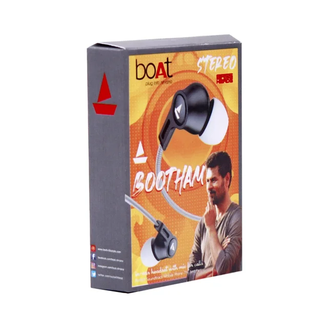 boAt Bassheads Bootham Wired in Ear Earphones - Black
