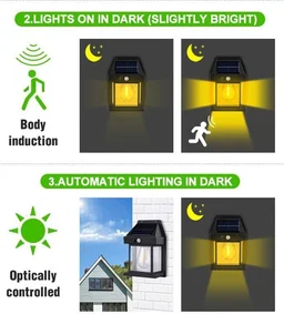 Bulb led Solar Outdoor Garden Wall Light with Sensor Wireless ip65 Solar Wall lamp