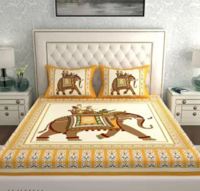 Cotton Double Bedsheets Rajasthani Queen Size Double bedsheet With Pack Of Combo 1