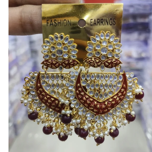 Kundan earrings/Kundan Chandbalis/Indian Earrings/pearl earrings/Pakistani Earrings/bollywood Earrings/Indian jewelry/Indian wedding Jewelry