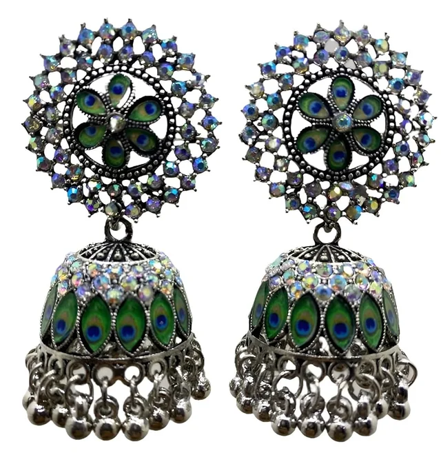 Libra Jumka Earings for Women with Peacock Feather Design at ring and in jumka