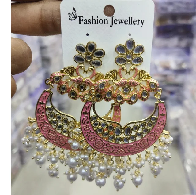 Lucentarts Jewellery Gold Plated Meenakari Dangler Designer Earrings