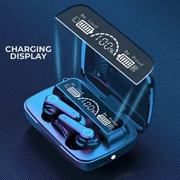 M19 Wireless Earbuds TWS 5.1 Large Screen Dual LED Digital Display Touch Bluetooth Headphones Mini Compact Portable Sports - Black