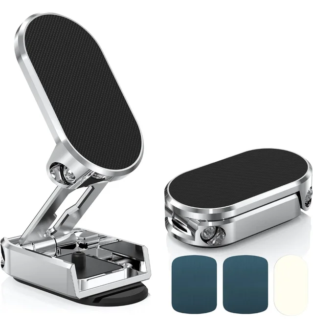 Magnetic Mobile Phone Holder for Car Mobile Phone Mount 360° Rotation Universal Magnetic Cell Phone Stand for Cars Alloy Folding Compatible with Smartphones