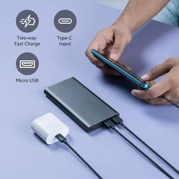 Mi 10000mAH Li-Polymer, Micro-USB and Type C Input Port, Power Bank 3i with 18W Fast Charging (Midnight Black) - Black