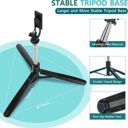 Neepho Selfie Stick with Tripod Stand Reinforced 63 inch/160cm Long Selfie Stick Tripod Bluetooth Mobile Tripod Stand with 1/4 Screw for Vlogging YouTube Live Stream,Black