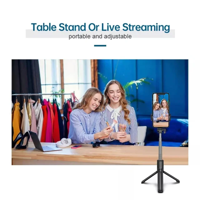 Selfie Stick R1S-L with Detachable Bluetooth Wireless Remote Phone Holder Compatible with All Smartphones Bluetooth Selfie Stick