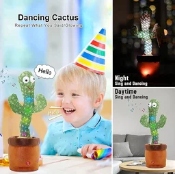 Toy Imagine™ Dancing Cactus Toy for Babies Talking, Speaking, Recording | Repeat What You Say | Singing Electronic Pet for Toddlers | Swing and Sing Toy-Charger Cactus Toy Plant.. (Age 1-10 Years) - Green