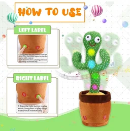 Toy Imagine™ Dancing Cactus Toy for Babies Talking, Speaking, Recording | Repeat What You Say | Singing Electronic Pet for Toddlers | Swing and Sing Toy-Charger Cactus Toy Plant.. (Age 1-10 Years) - Green