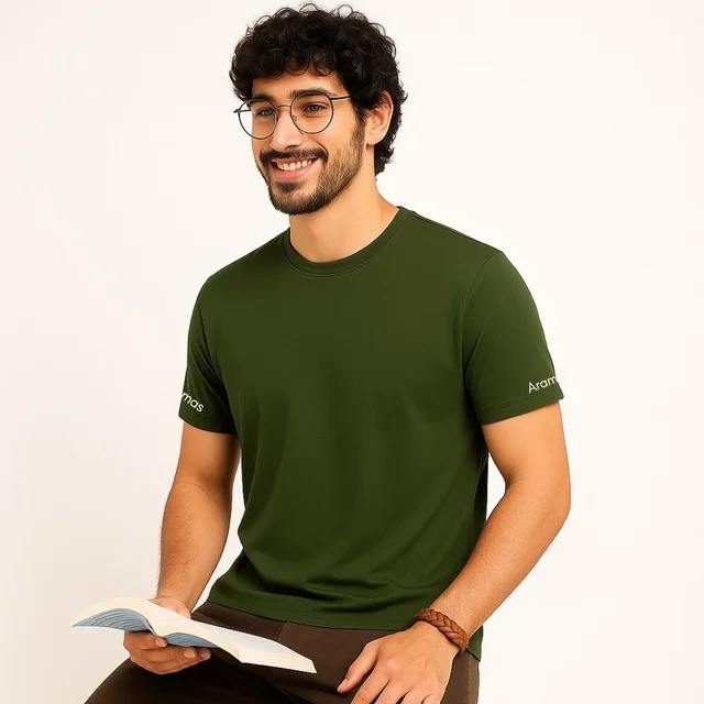 Premium Cotton T-Shirt for Men | Solid Olive