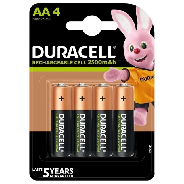 DURACELL AA 2500 MAH RECHARGEABLE CELL SET OF 4