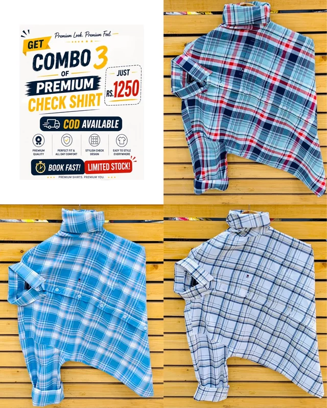 Tommy Check Shirts (Pack of 3) - XL 42