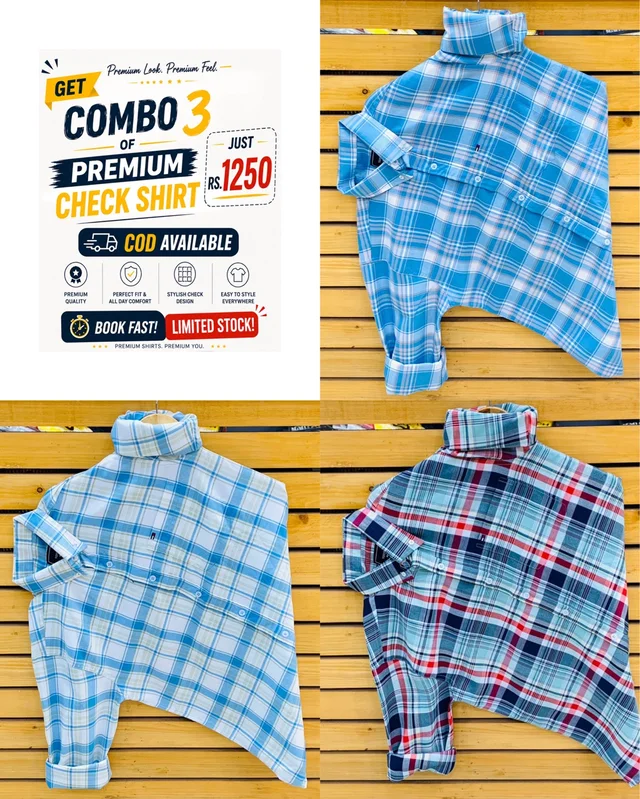 Tommy Check Shirts (Pack of 3) - XL 42