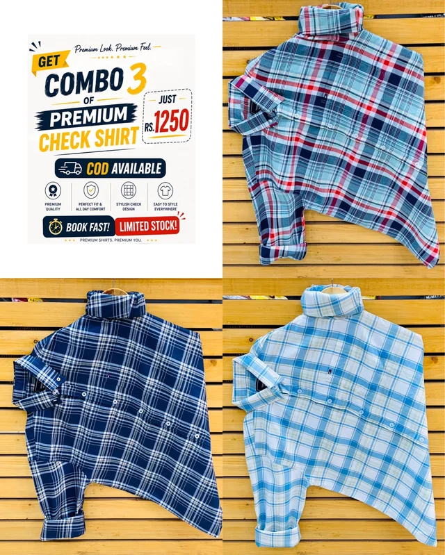 Tommy Check Shirts (Pack Of 3) - XL 42