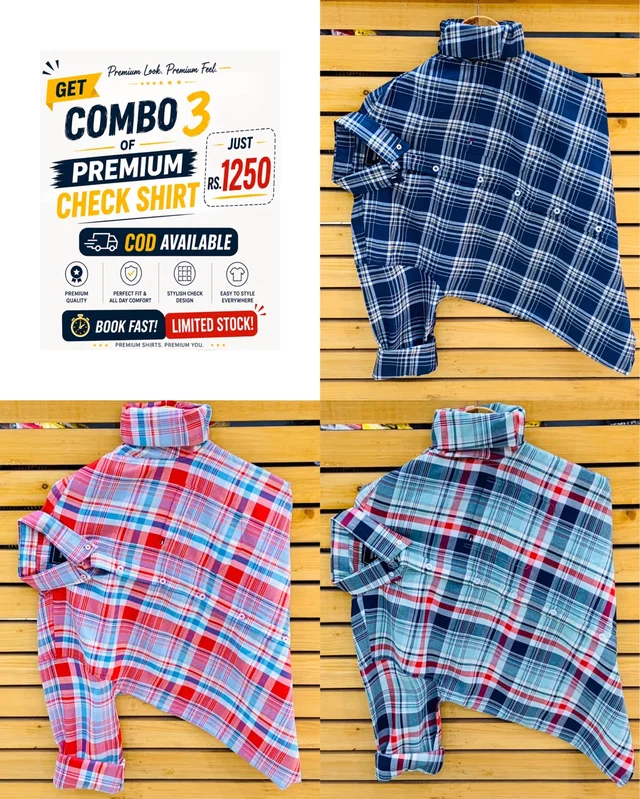 Tommy Check Shirts (Pack of 3) - L 40