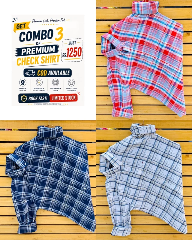 Tommy Check Shirts (Pack Of 3) - M 38