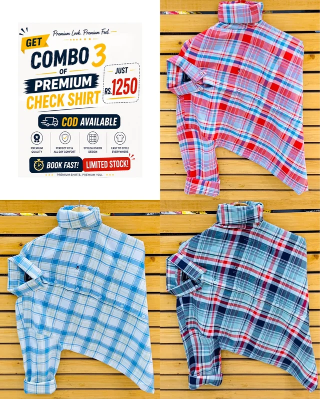 Tommy Check Shirts (Pack Of 3) - L 40