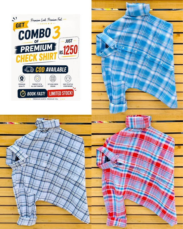 Tommy Check Shirts (Pack Of 3) - M 38