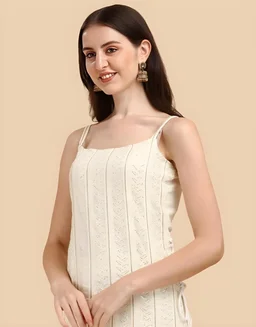 DECIZE CLOTHING KURTI SHARARA SET WITH DUPATTA - White, XLL